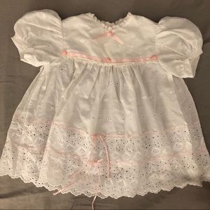 Vintage White eyelet lace detail Easter dress